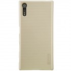 Nillkin Frosted Shield Sony Xperia XZ (Xperia XZs) auksinis plastikinis dėklas + apsauginė ekrano plėvelė