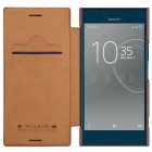 Prabangus „Nillkin“ Qin serijos rudas odinis atverčiamas Sony Xperia XZ Premium (Xperia XZ Premium Dual) dėklas - knygutė