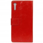 Sony Xperia XZ atverčiamas raudonas odinis dėklas - piniginė