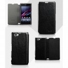 „Kalaideng“ Enland Sony Xperia Z1 Compact juodas odinis atverčiamas dėklas