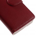 Sony Xperia Z3 Compact atverčiamas raudonas odinis Litchi dėklas - piniginė