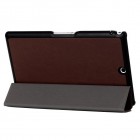 Sony Xperia Z3 Tablet Compact atverčiamas rudas odinis dėklas (sulankstomas)