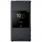 Oficialius Sony Xperia Z5 Premium Style Cover Window juodas atverčiamas dėklas SCR46