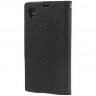 Sony Xperia Z1 (Honami L39h) „Mercury“ Fancy juodas odinis atverčiamas dėklas - piniginė