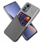 „KSQ“ Shell Xiaomi 12 Lite pilkas odinis dėklas - nugarėlė su kišenėle kortelėms