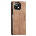 Xiaomi Mi 11 Lite CaseMe Retro solidus atverčiamas rudas odinis dėklas - knygutė