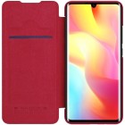 Xiaomi Mi Note 10 Lite prabangus „Nillkin“ Qin serijos raudonas odinis atverčiamas dėklas - knygutė