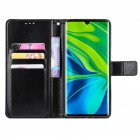 Xiaomi Mi Note 10 (10 Pro) atverčiamas juodas odinis dėklas - piniginė