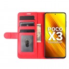 Xiaomi Poco X3 (X3 Pro) atverčiamas raudonas odinis dėklas, knygutė - piniginė