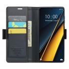 Xiaomi Poco X6 Pro 5G (Redmi K70E) CaseMe Leather solidus atverčiamas juodas odinis dėklas - knygutė