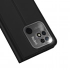 Dux Ducis Skin serijos Xiaomi Redmi 10C juodas odinis atverčiamas dėklas