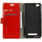 Xiaomi Redmi 4A  atverčiamas raudonas odinis dėklas, knygutė - piniginė