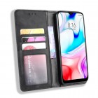 Xiaomi Redmi 8 Vintage juodas odinis atverčiamas dėklas - knygutė su magnetu