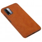 Prabangus „Nillkin“ Qin serijos rudas odinis atverčiamas Xiaomi Redmi 9T 5G dėklas