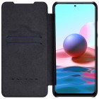 Xiaomi Redmi Note 10 4G (Note 10s) prabangus Nillkin Qin serijos juodas odinis atverčiamas dėklas - knygutė