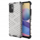 Honeycomb sustiprintos apsaugos Xiaomi Poco M3 Pro (Redmi Note 10 5G) skaidrus kieto silikono (TPU) ir plastiko dėklas 