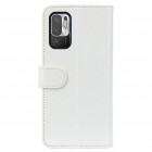Xiaomi Poco M3 Pro (Redmi Note 10 5G) atverčiamas baltas odinis dėklas, knygutė - piniginė