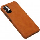 Xiaomi Poco M3 Pro (Redmi Note 10 5G) prabangus Nillkin Qin serijos rudas odinis atverčiamas dėklas - knygutė