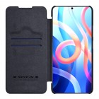 Xiaomi Poco M4 Pro (Redmi Note 11 5G) prabangus Nillkin Qin serijos juodas odinis atverčiamas dėklas - knygutė