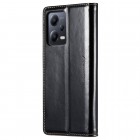 Xiaomi Redmi Note 12 Pro+ 5G „CaseMe“ Leather solidus atverčiamas juodas odinis dėklas - knygutė