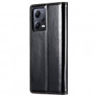 Xiaomi Redmi Note 12 Pro (Poco X5 Pro) „CaseMe“ Leather solidus atverčiamas juodas odinis dėklas - knygutė