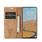 Xiaomi Redmi Note 14 Pro (Pro+) 5G (Poco X7 5G) CaseMe Retro solidus atverčiamas šviesiai rudas odinis dėklas - knygutė