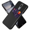 „KSQ“ Shell Nokia 2.4 juodas odinis dėklas - nugarėlė su kišenėle kortelėms