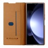 Samsung Galaxy Fold6 5G (SM-F956B) prabangus Nillkin Qin Pro serijos rudas odinis atverčiamas dėklas - knygutė